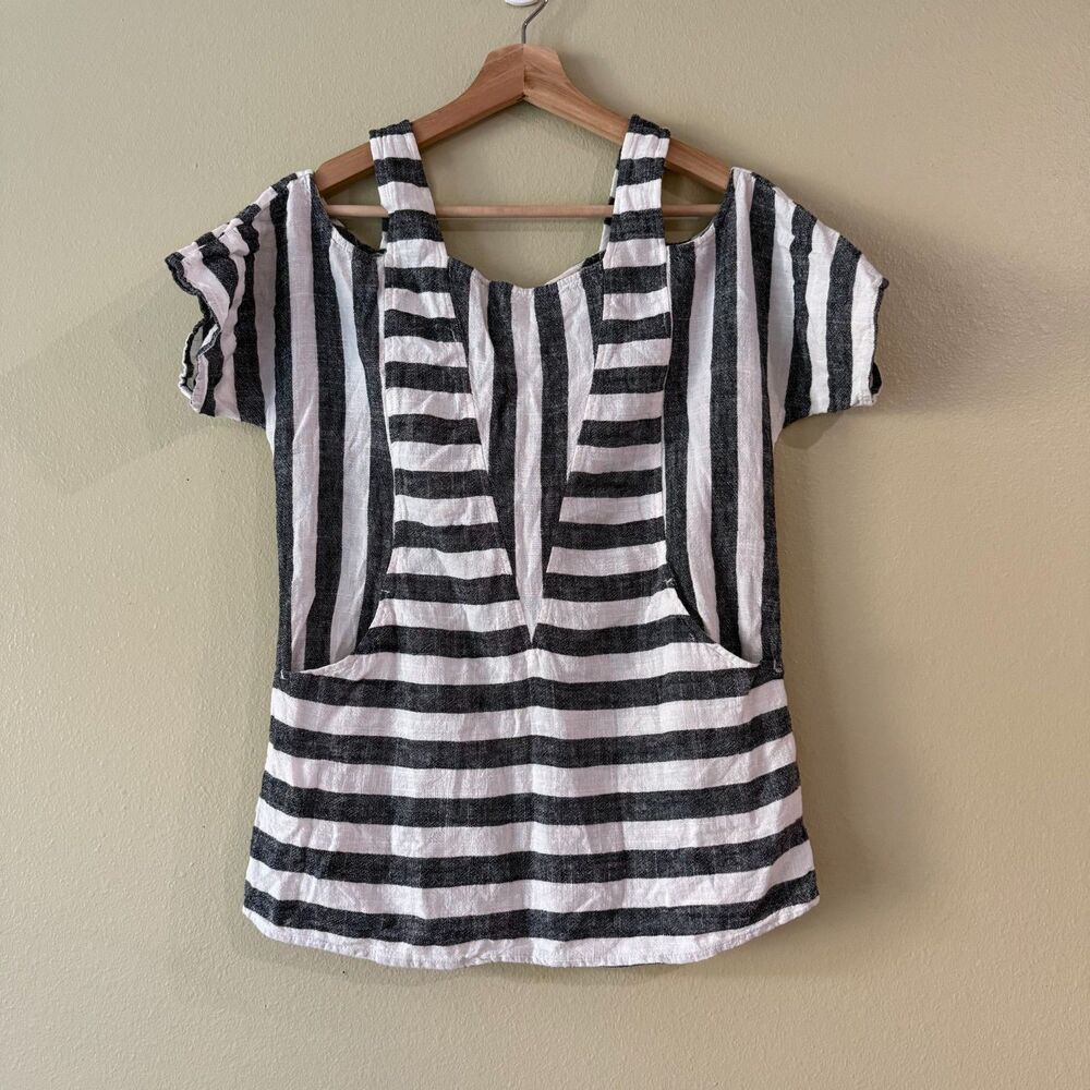 Soft Surroundings Women's Striped Linen Tunic Top XSP